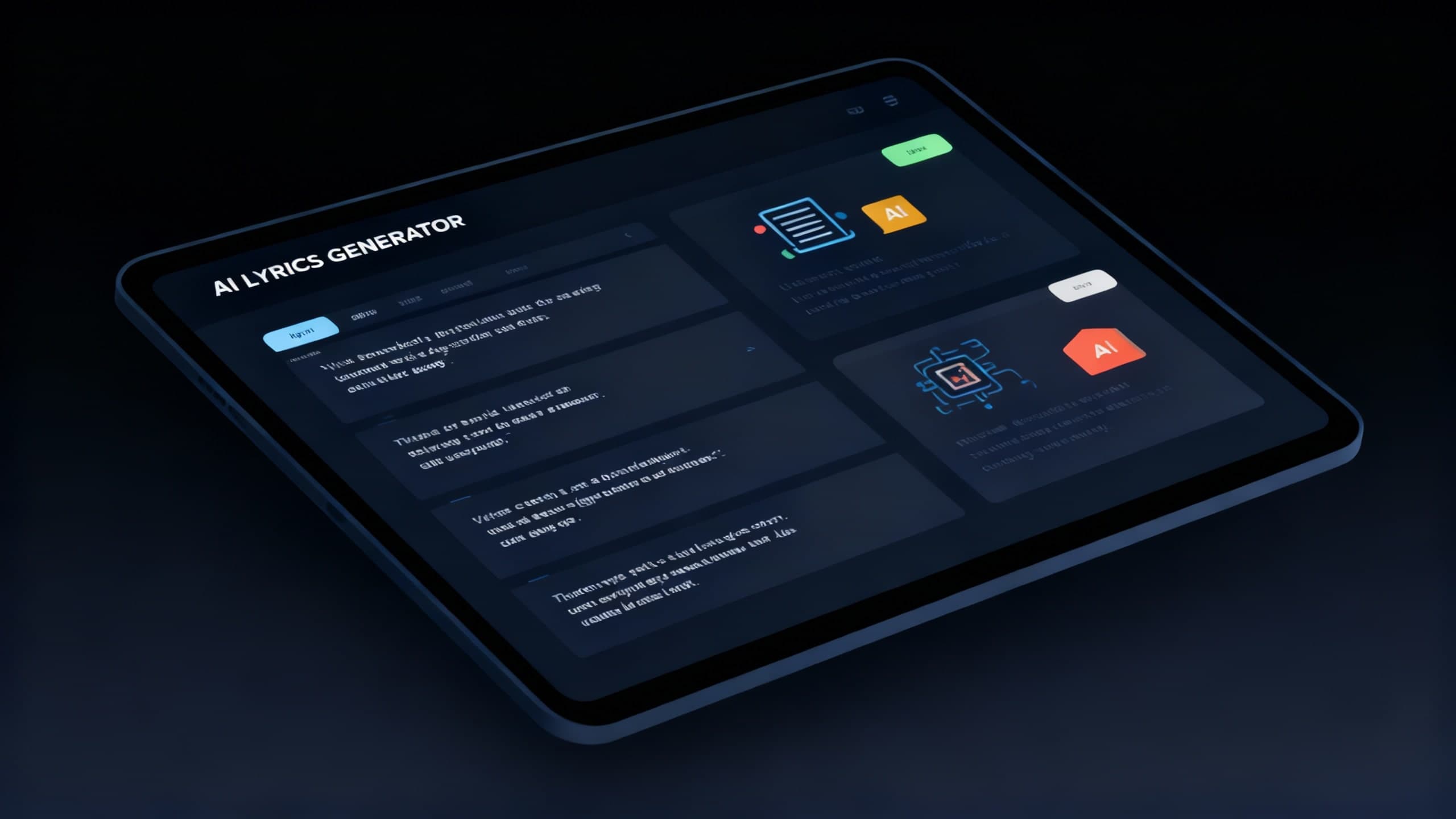 Lyrics and structure editor interface.