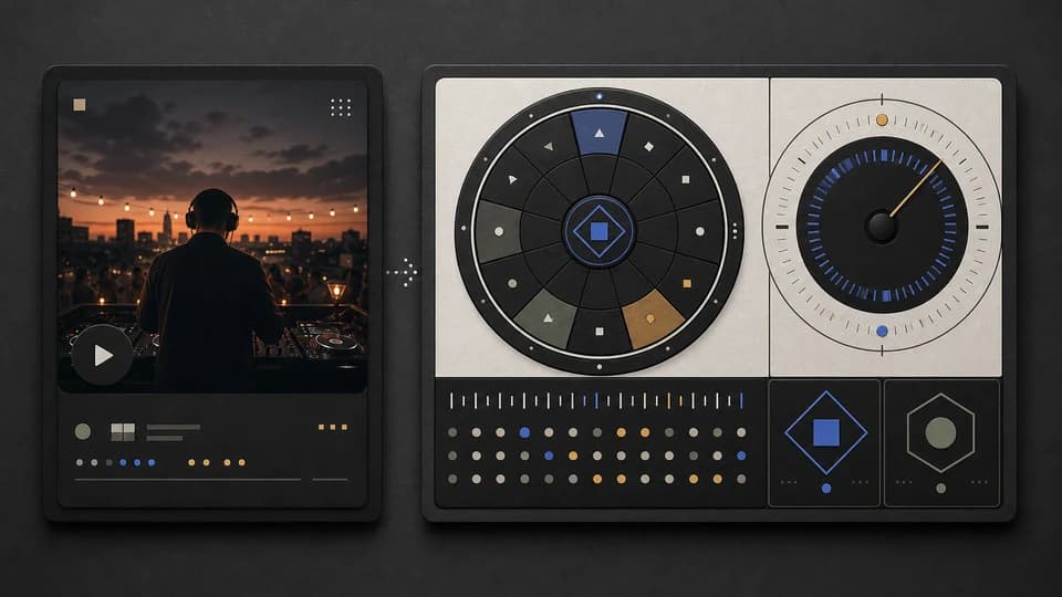 A song cover analyzed with key wheel, tempo dial, and beat grid panels.